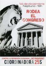 A giant lion towers over the congress building with its mouth open. 